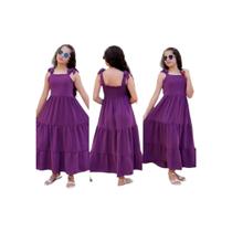 Vestido Juvenil Longo Roxo Infantil Menina Festa