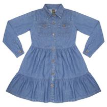 Vestido Juvenil Look Jeans Manga Longa Jeans Vestido Juvenil Look Jeans Manga Longa Jeans