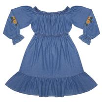 Vestido Juvenil Look Jeans Manga Longa Jeans Vestido Juvenil Look Jeans Manga Longa Jeans