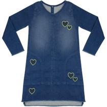 Vestido Juvenil Look Jeans Moletom Jeans - UNICA - 8