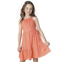 Vestido Juvenil Look Jeans Viscolinho Laranja