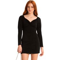 Vestido Juvenil Manga Longa Preto Brilho Minty Meninas Jovem -