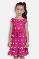 Vestido Juvenil Menina Ciganinha Pink com Corações - Destak Vestido Juvenil Menina Ciganinha Pink com Corações - Destak