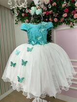 Vestido Juvenil Midi Vila Lele Sabrina Verde Tiffany e Off - Elegante e Sofisticado