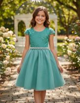 Vestido Juvenil Princesa Bordado Casamento Batizado Curto Vestido Juvenil Princesa Bordado Casamento Batizado Curto
