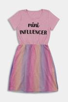 Vestido Juvenil Rosa Mini Influencer com Tule - Destak Vestido Juvenil Rosa Mini Influencer com Tule - Destak