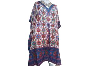Vestido Kafta Curta Moda Praia Boho Mini Mandalas Vestido Kafta Curta Moda Praia Boho Mini Mandalas
