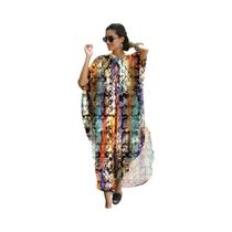 Vestido Kaftan De Praia Com Botões Para Mulheres plus Size, Saída De Praia, Caftan Para Férias Vestido Kaftan De Praia Com Botões Para Mulheres plus Size, Saída De Praia, Caftan Para Férias