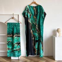 Vestido Kaftan De Seda Impressa Elegante Para Mulheres Moda Africana De Verão Longo Abaya Muçulmana