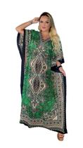 Vestido Kaftan Indiano Longo Estampado Plus Size - Cod. 1200