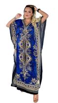 Vestido Kaftan Indiano Longo Estampado Plus Size - Cod. 1201