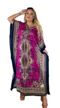 Vestido Kaftan Indiano Longo Estampado Plus Size - Cod. 1202