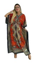 Vestido Kaftan Indiano Longo Estampado Plus Size - Cod. 1203