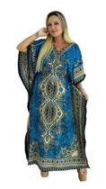 Vestido Kaftan Indiano Longo Estampado Plus Size - Cod. 1204