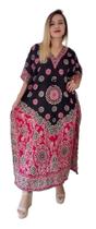 Vestido Kaftan Indiano Longo Estampado Plus Size - Cod. 15000