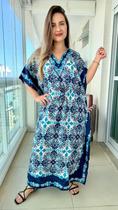 Vestido Kaftan Indiano Longo Estampado Plus Size - Cod. 15001