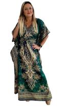 Vestido Kaftan Indiano Longo Estampado Plus Size - Cod. 1506