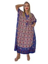 Vestido Kaftan Indiano Longo Estampado Plus Size - Cod. 18019 Vestido Kaftan Indiano Longo Estampado Plus Size - Cod. 18019