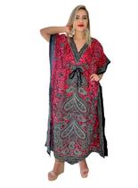 Vestido Kaftan Indiano Longo Estampado Plus Size - Cod. 18020 Vestido Kaftan Indiano Longo Estampado Plus Size - Cod. 18020
