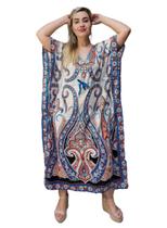 Vestido Kaftan Indiano Longo Estampado Plus Size - Cod. 18039