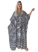 Vestido Kaftan Indiano Longo Estampado Plus Size - Cod. 18069