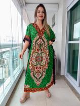Vestido Kaftan Indiano Longo Estampado Plus Size - Cod. 2203