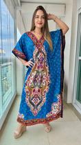 Vestido Kaftan Indiano Longo Estampado Plus Size - Cod. 22031
