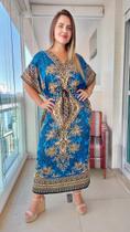 Vestido Kaftan Indiano Longo Estampado Plus Size - Cod. 22067
