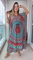 Vestido Kaftan Indiano Longo Estampado Plus Size - Cod. 22081