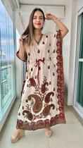 Vestido Kaftan Indiano Longo Estampado Plus Size - Cod. 22171