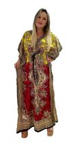 Vestido Kaftan Indiano Longo Estampado Plus Size - Cod. 701