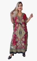 Vestido Kaftan Indiano Longo Estampado Plus Size - Cod. 703