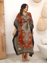 Vestido Kaftan Indiano Longo Estampado Plus Size496