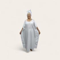 Vestido Kaftan Longa Com ojá Branco - Candomblé - Umbanda