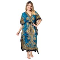 Vestido Kaftan Longa Feminino Moda Hippie Boho Ajustável Plus Size