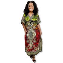 Vestido Kaftan Longo Estampa Indiana Tie Dye Plus Size