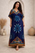 Vestido Kaftan Longo Estampado Feminino Premium Cor:VerdeTamanho:Unico Vestido Kaftan Longo Estampado Feminino Premium Cor:VerdeTamanho:Unico