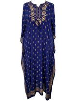 Vestido Kaftan Longo Indiano Viscose Liso Dourado Plus Size