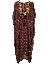 Vestido Kaftan Longo Indiano Viscose Liso Dourado Plus Size