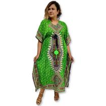 Vestido Kaftan Longo Plus Size Estampa Indiana KFT 478
