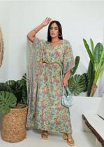 Vestido Kaftan Longo Tipo Bata Seda Indiana Plus Size