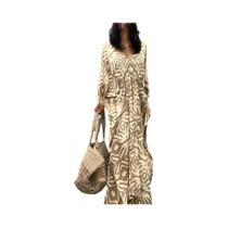 Vestido Kaftan plus Size Com Decote Em V, Saída De Praia Maxi Para Mulheres