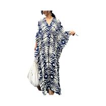 Vestido Kaftan plus Size Com Decote Em V, Saída De Praia Maxi Para Mulheres
