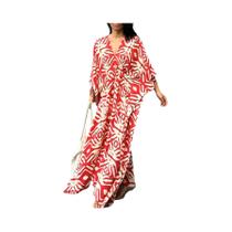 Vestido Kaftan plus Size Com Decote Em V, Saída De Praia Maxi Para Mulheres