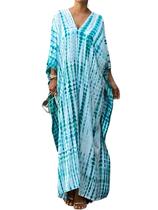 Vestido Kaftan SMUDGE Life para mulheres plus size verde branco