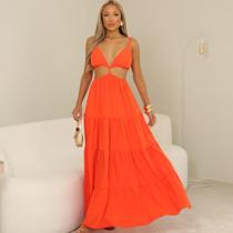 Vestido karol longo com babado - SEM MARCA Vestido karol longo com babado - SEM MARCA