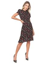 Vestido Kedy Closed Garden Sereia Floral Preto Vestido Kedy Closed Garden Sereia Floral Preto