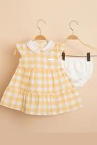 Vestido Keko Baby Amarelo Quadriculado com Gola Bordada Tamanho (GGao3) Vestido Keko Baby Amarelo Quadriculado com Gola Bordada Tamanho (GGao3)