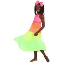 Vestido Kids Bianca Tule Saída de Praia Rosa Fluor Siri Vestido Kids Bianca Tule Saída de Praia Rosa Fluor Siri