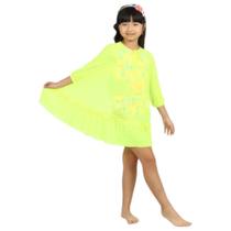 Vestido Kids Eduarda Menina Tule Amarelo Fluor Estilo Siri Vestido Kids Eduarda Menina Tule Amarelo Fluor Estilo Siri